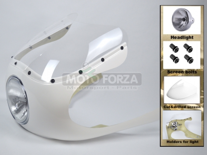 Motoguzzi Lemans 1-3 / UNI - Halbeverkleidung - mit Scheinwerfer 7 Zoll - SATZ - GFK + Klar Scheibe