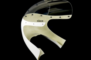 Plexiglass Scheibe für Verkleidung Motoforza UNI 50-350cc - Fertig - klar - Vorschau mit Oberteil