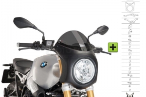 UNI Verkleidung RETRO SEMI HALB VERKLEIDUNG - SATZ- BMW R NINE T 2014-2020 -  leichter dunkel Scheibe